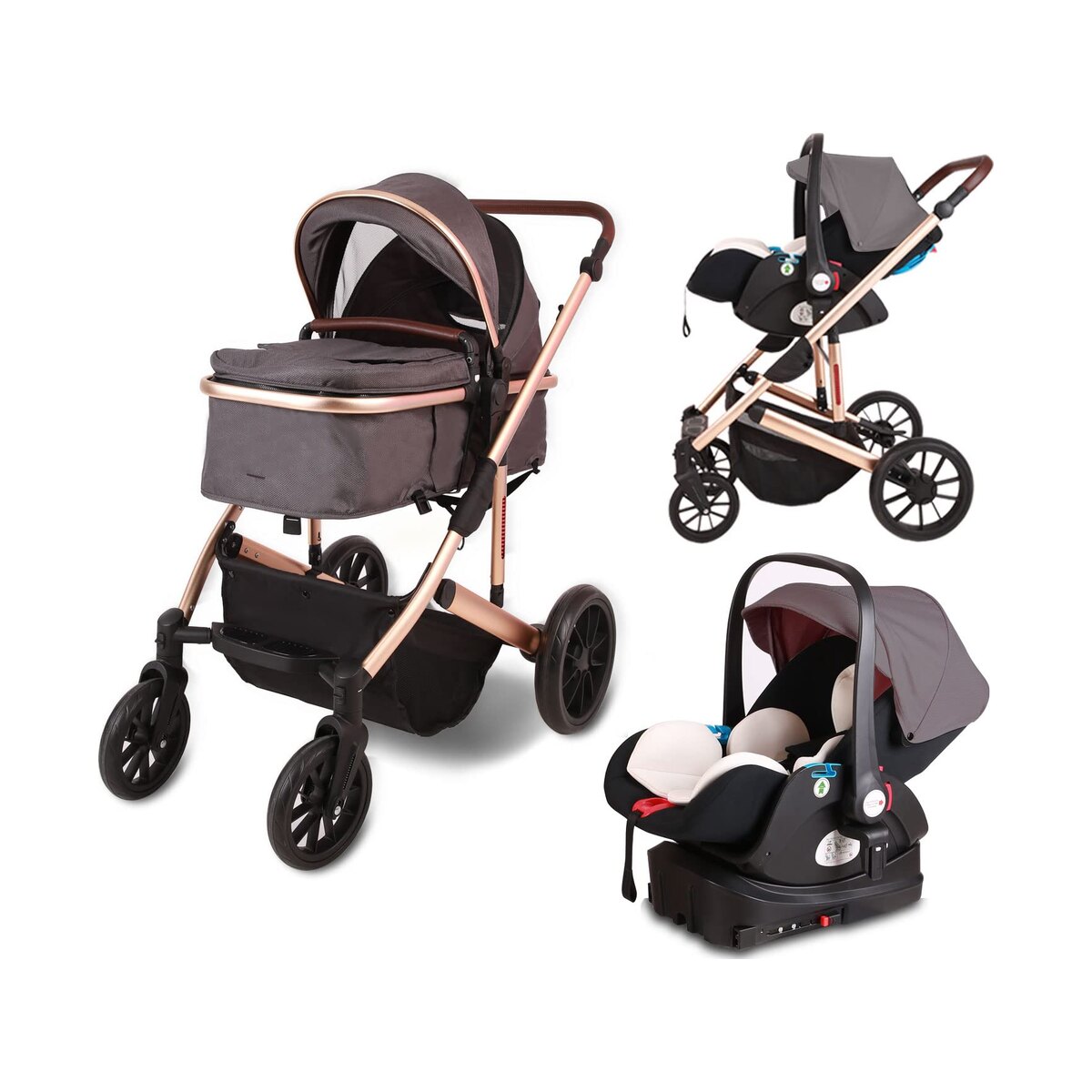 4 In 1 Baby Stroller - Car Seat, Stroller, Rocking Chair & Baby Basket