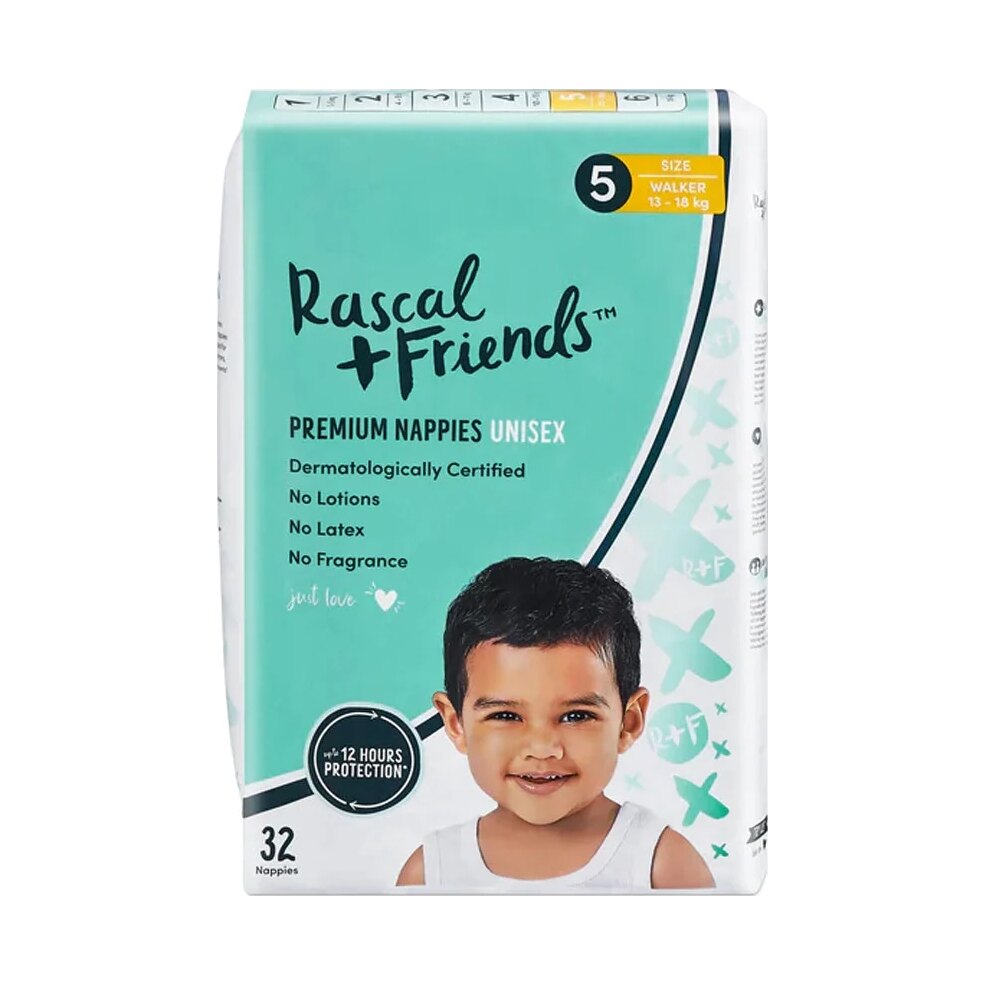 Rascals Premium Adhesive Nappy Diapers Size 5 (13-18 Kgs)