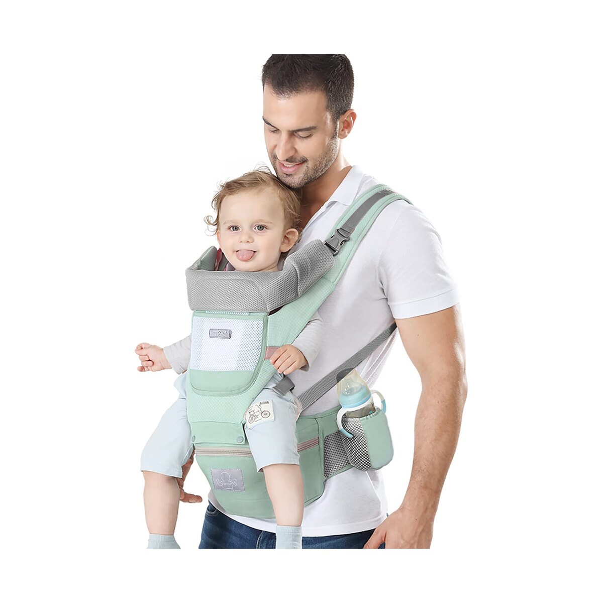 Baby Carrier With Hip Seat, Front & Back Carry A6631