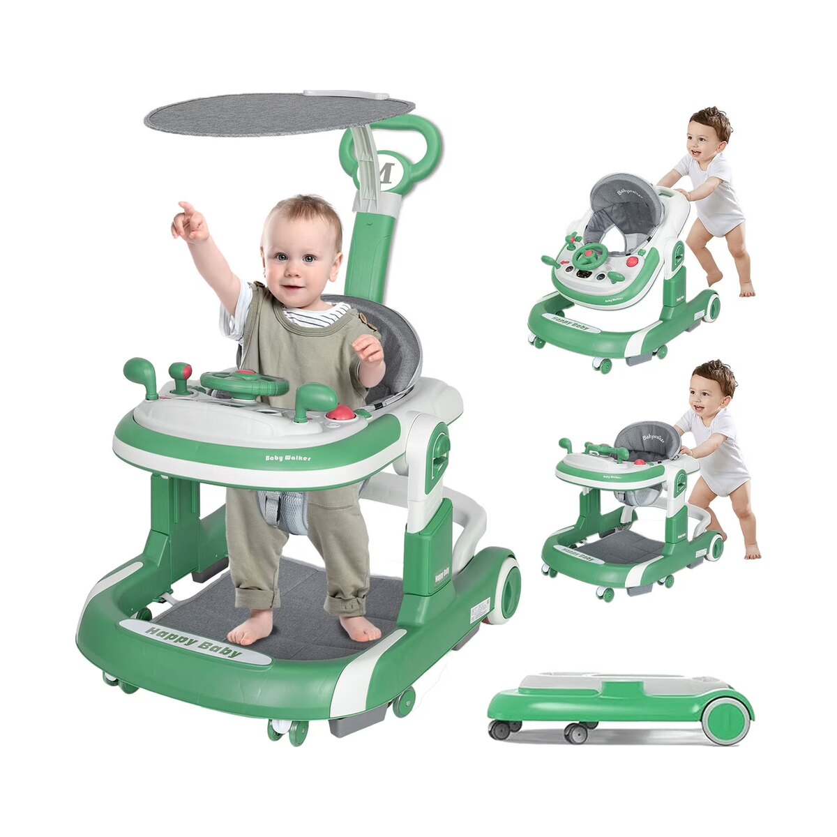 Feeding Chair 3 In 1 With Walker 015 Green